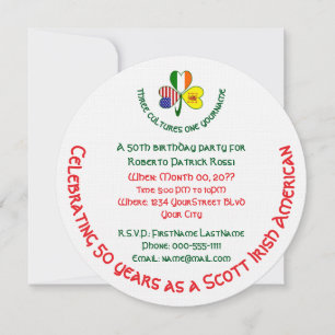 Invitación Cumpleaños de Shamrock Scott Lion, banderas de Irl