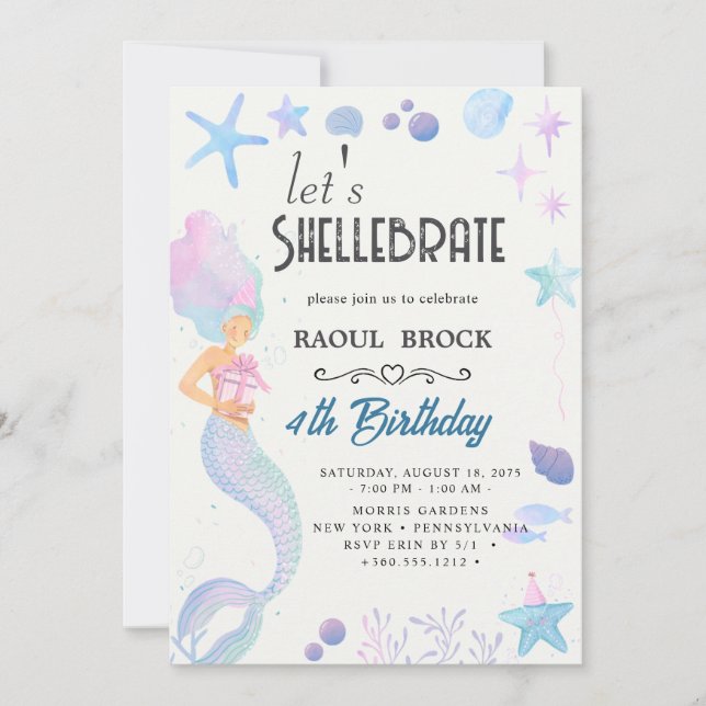 Invitación Cumpleaños de Shellebrate (Anverso)