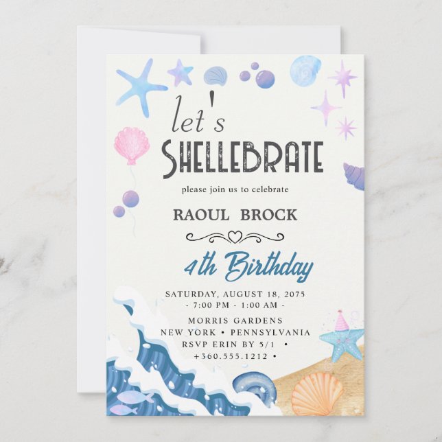 Invitación Cumpleaños de Shellebrate (Anverso)