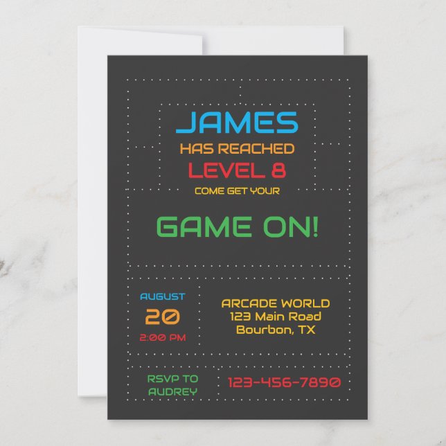 Invitación Cumpleaños de siguiente nivel de jugador (Anverso)