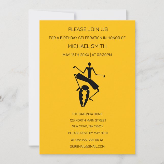 Invitación Cumpleaños de Silhouette Master Drummer (Anverso)