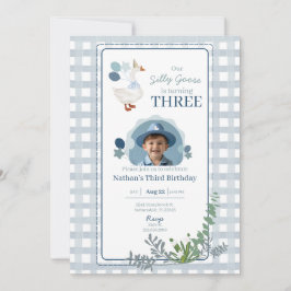 Invitación Cumpleaños de Silly Goose Cualquier Edad Foto Azul