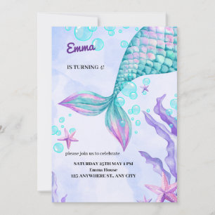 Invitación cumpleaños de sirena