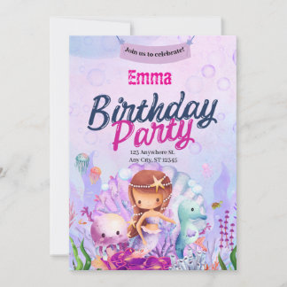 Invitación cumpleaños de sirena