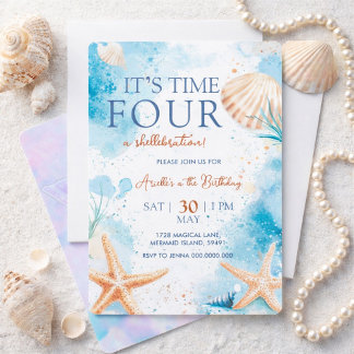 Invitación Cumpleaños de sirena 4 años