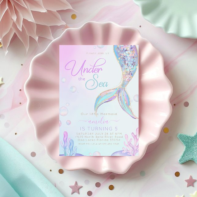 Invitación Cumpleaños de Sirena Bajo el Mar (Subido por el creador)