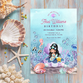 Invitación Cumpleaños de sirena bajo el mar