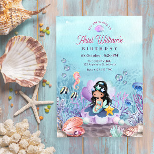 Invitación Cumpleaños de sirena bajo el mar