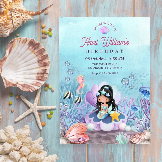 Invitación Cumpleaños de sirena bajo el mar (Subido por el creador)
