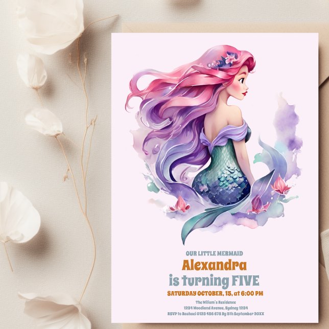 Invitación Cumpleaños de Sirena Bajo el Mar Fiesta (Subido por el creador)