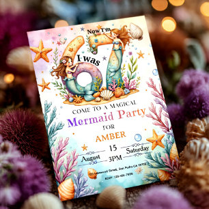 Invitación Cumpleaños de Sirena Bajo el Mar Fiesta del Océano