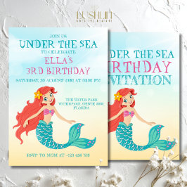 Invitación Cumpleaños de Sirena Bajo el Mar Fiesta Mágica del