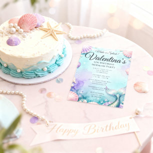 Invitación Cumpleaños de Sirena Bajo el Mar Fiesta Mágica del
