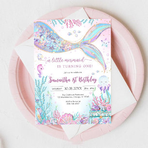 Invitación Cumpleaños de Sirena Bajo el Mar Splash