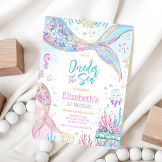 Invitación Cumpleaños de sirena bajo la niña del mar 1er part