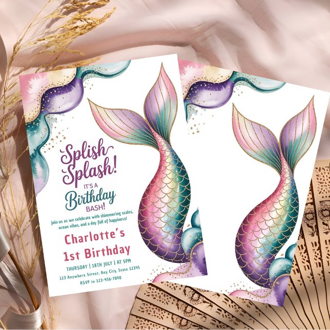 Invitación Cumpleaños de Sirena Caprichosa (Subido por el creador)