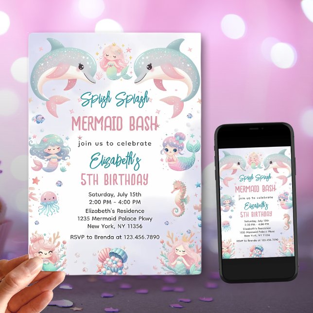 Invitación Cumpleaños de Sirena Fiesta Bajo el Mar (Subido por el creador)