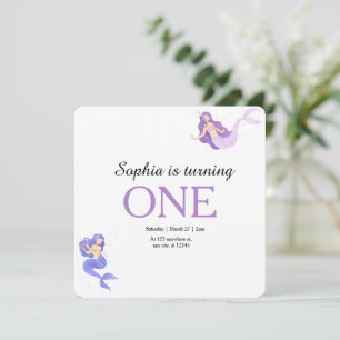 Invitación Cumpleaños de Sirena Minimalista Bajo el Mar