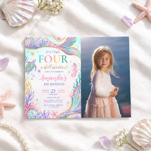 Invitación Cumpleaños de Sirena Pastel Bajo el Mar