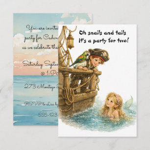 Invitación Cumpleaños de Sirena Pirata digital