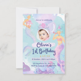 Invitación Cumpleaños de sirena por primera vez
