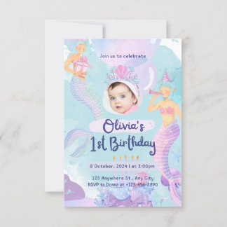 Invitación Cumpleaños de sirena por primera vez