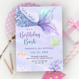 Invitación Cumpleaños de sirena Salpicadura Cumpleaños Fiesta