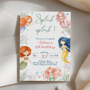 Invitación Cumpleaños de sirena Splish Splash 6