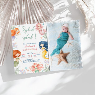 Invitación Cumpleaños de sirena Splish Splash 6