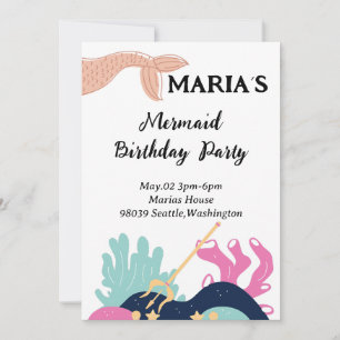 Invitación Cumpleaños de Sirena Subacuática