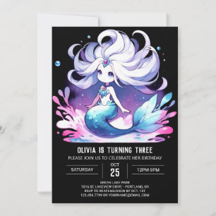 Invitación Cumpleaños de Sirena Subacuática Soñadora