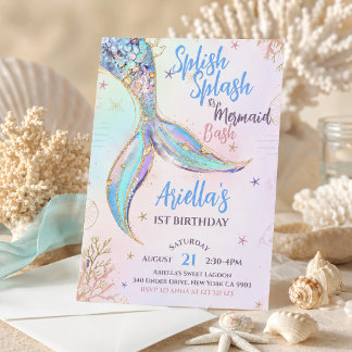Invitación cumpleaños de sirena submarina