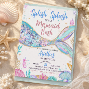 Invitación cumpleaños de sirena submarina