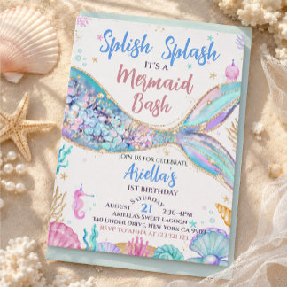 Invitación cumpleaños de sirena submarina