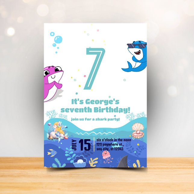 Invitación Cumpleaños de Sirena y Tiburón (Subido por el creador)