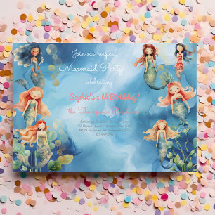 Invitación Cumpleaños de sirenas mágicas