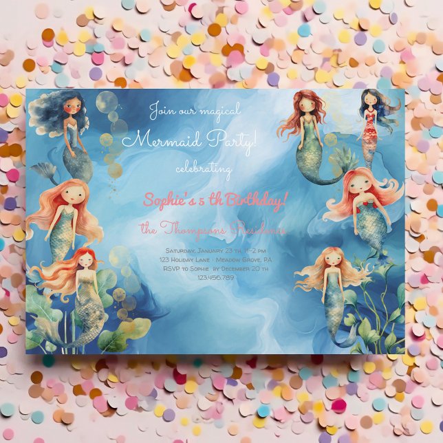 Invitación Cumpleaños de sirenas mágicas (Subido por el creador)