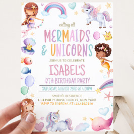 Invitación Cumpleaños de Sirenas y Unicornios