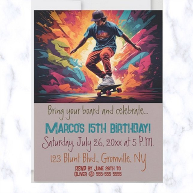Invitación Cumpleaños de Skateboarder Editable (Subido por el creador)