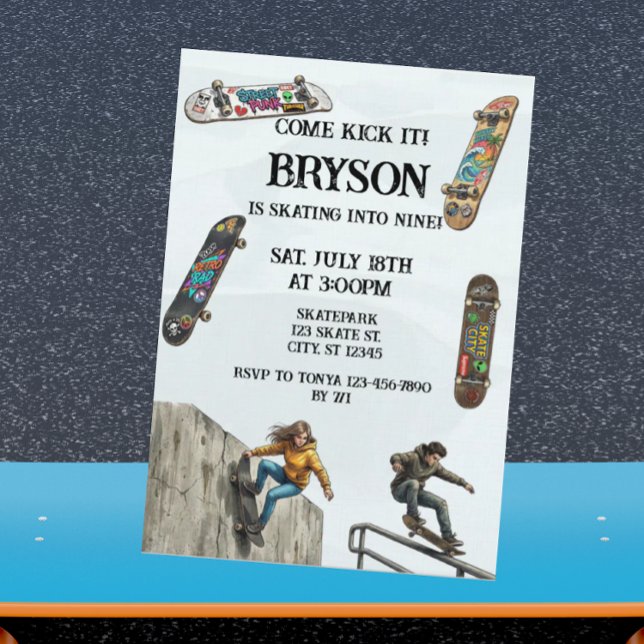 Invitación Cumpleaños de Skateboarding con Skateboards (Subido por el creador)