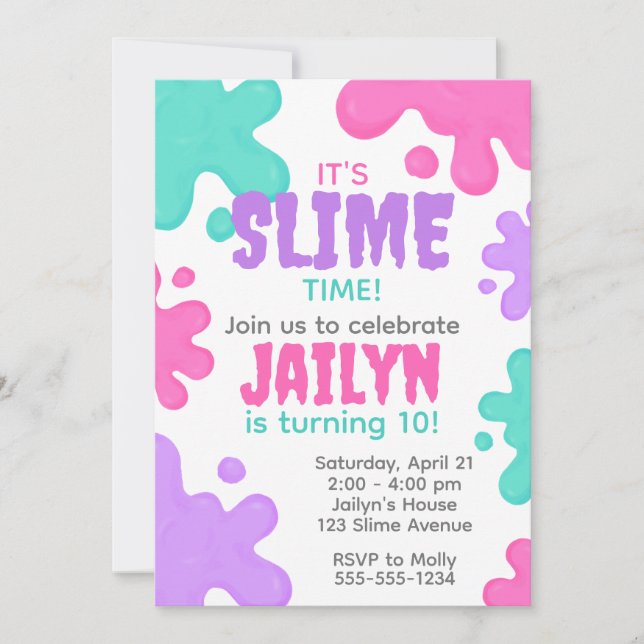 Invitación Cumpleaños de Slime (Anverso)
