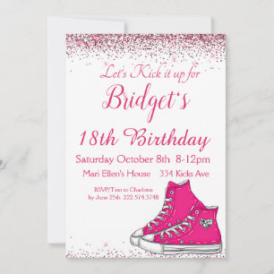 Invitación Cumpleaños de Sneaker, Purpurina