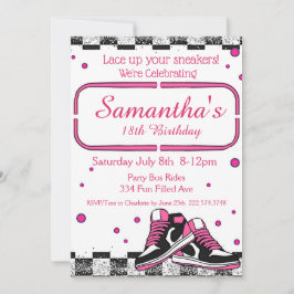 Invitación Cumpleaños de Sneaker, Purpurina