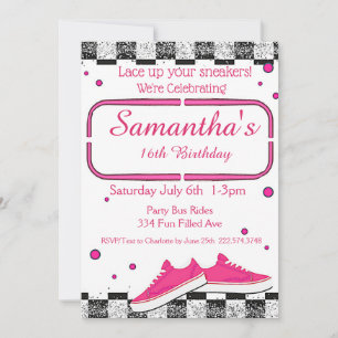 Invitación Cumpleaños de Sneaker, Purpurina