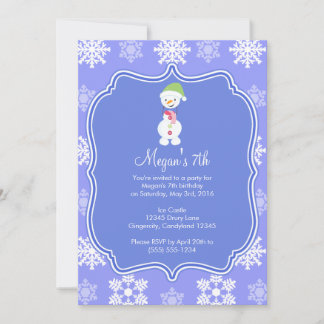 Invitación Cumpleaños de Snowflake Winter Snowman congelado