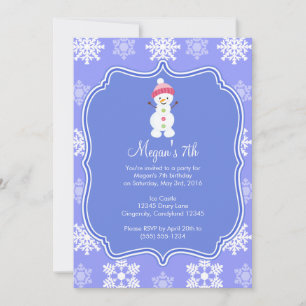 Invitación Cumpleaños de Snowflake Winter Snowman congelado