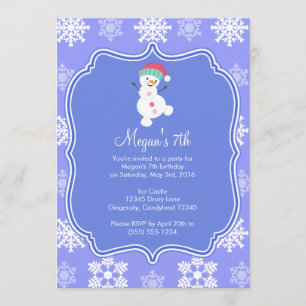 Invitación Cumpleaños de Snowflake Winter Snowman congelado