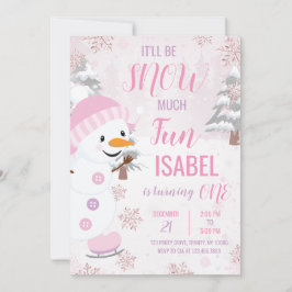 Invitación Cumpleaños de Snowman Rosado