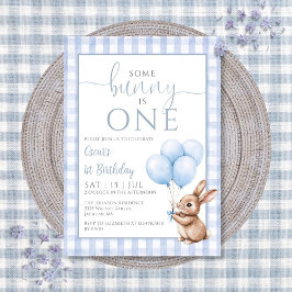 Invitación Cumpleaños de Some Bunny Is One con globos azules