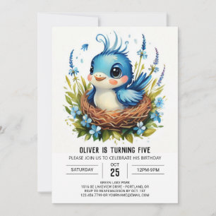 Invitación Cumpleaños de Songbird Forest Nest Bird